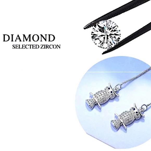 Sterling Silver Owl, Pearl Long Earrings - Picture 5 of 7